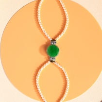 Zhongtian Jade natural A goods 18k platinum inlaid ice green egg ring Womens plum ring ring simple ring ring ring