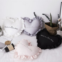  Love embroidery pillow cotton lotus leaf lace sweet princess style pure cotton pillow cushion with core can be removed and washed