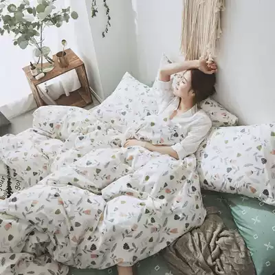 American pastoral cotton four-piece hipster floral cotton quilt cover sheets bed hats student dormitory bedding