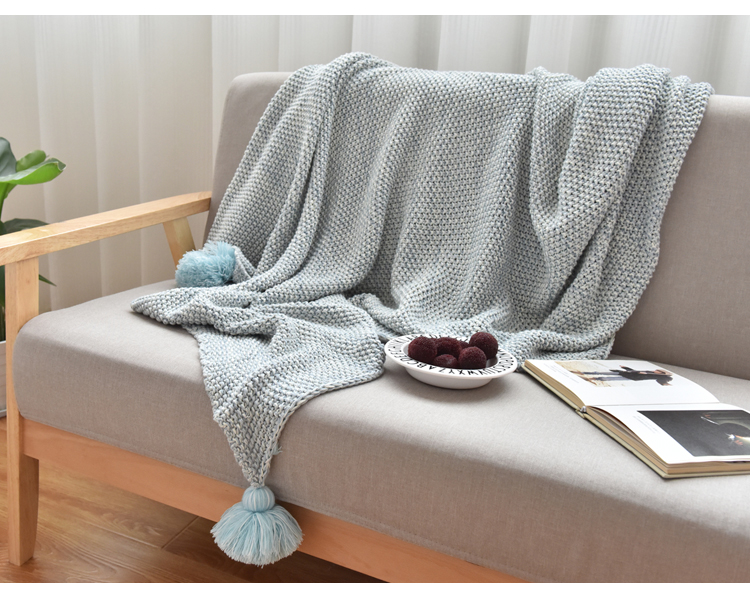Handmade bóng tua bông len chăn len chụp ảnh đạo cụ dệt kim bông chăn gối thường lạnh chăn - Ném / Chăn chăn nỉ cho bé