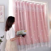 Curtains 2021 New all-shading cloth Bedroom Bedroom Living Room With Rod Full Set Net Red Rome Rod Free of perforated installation