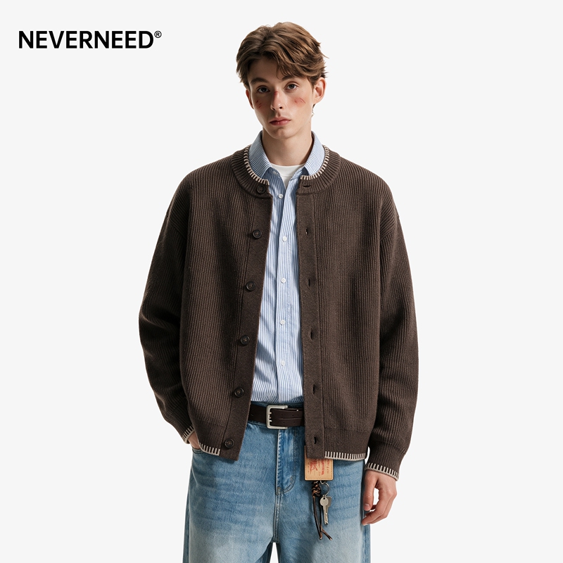Neverneed Melard Color-Blocked Crew Neck Sweater for Men and Women, Autumn American Retro Vintage Style Knitted Jacket Trendy Neverneed Melard Color-Blocked Crew Neck Sweater for Men and Women, Autumn American Retro Vintage Style Knitted Jacket Trendy