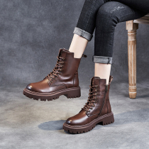 Martin boots female 2021 new single boots autumn and winter small man thick bottom high soft bottom British leather retro boots