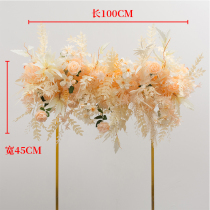 Wedding flower row wedding background stage welcome area decoration hanging row flower arch shelf iron props with floral art