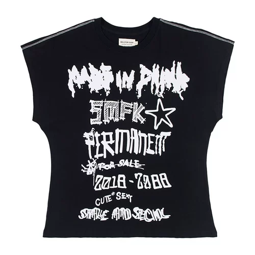 BIG FOR SAM Черный жилет подходит для мужчин и женщин, летняя летняя одежда для влюбленных, футболка, свободный крой, буква T