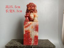 Qing Dynasty chicken blood stone lion seal collected in the countryside