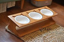 Pet solid wood bowl rack single bowl double bowl and multiple bowls cat dining table cat bowl food bowl pet dining table cutlery and plate