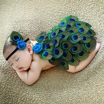 New Shadow Building Children Photography Clothing Full Moon 100 Days Old Baby Writing True Art Photos Small Peacock Prop Clothing