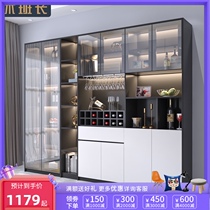  Dining room glass wine cabinet against the wall Modern simple shoe cabinet integrated family light luxury custom living room cabinet dining side cabinet
