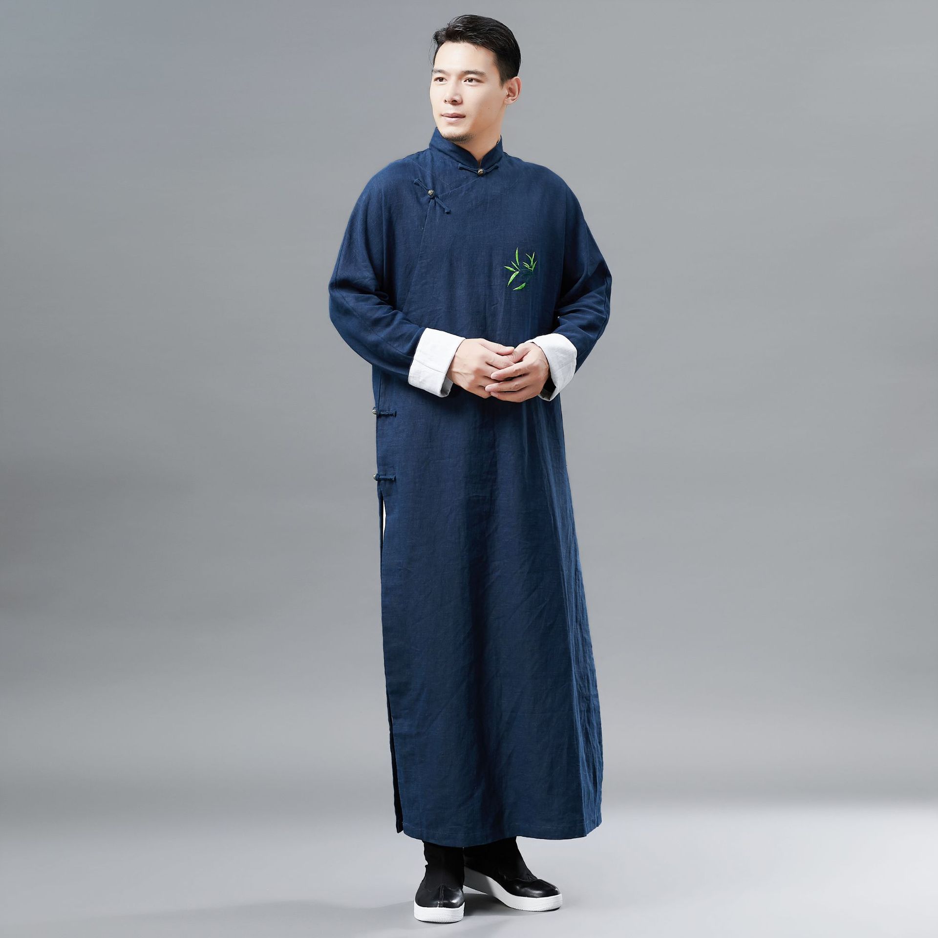 Mùa thu mới nam Trung Quốc áo gió quốc gia Trang phục truyện tranh phần dài Hanfu thêu quần áo cotton và vải lanh thiền trang phục dân tộc