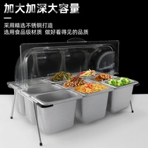 Stainless steel buffet display plate flip box fruit seasoning ice powder fresh-keeping box cold vegetable cooked food plate with lid compartment