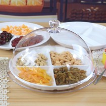 Try plate with fresh-keeping cover melamine supermarket fruit plate promotion home round transparent lattice snack bread snacks