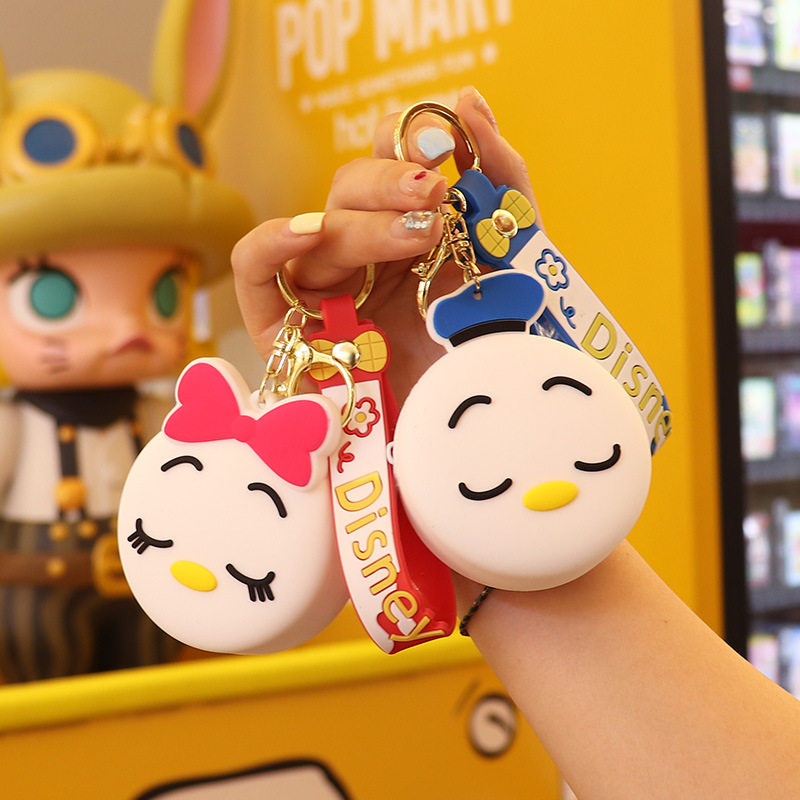 Cartoon silicone earphone storage bag duck men and women coin purse wrist rope waterproof portable bear keychain bag cute