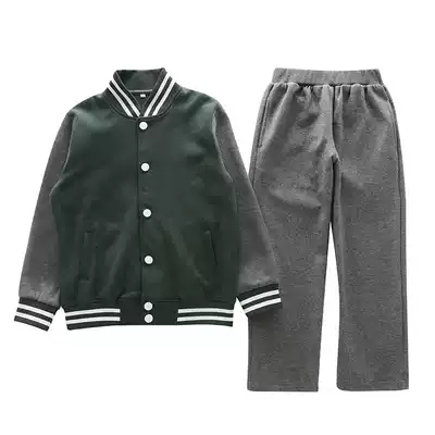 Pure cotton Academy style kindergarten Garden uniforms spring and autumn primary and secondary school uniforms dark green baseball uniforms bulk customization