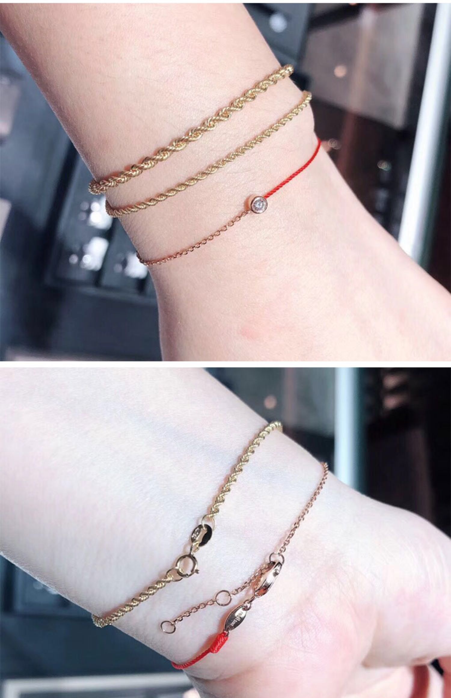 Vòng tay dây thừng vàng 18k Au750 màu vàng xoắn vòng đeo tay vàng thời trang vàng hồng vòng chân vàng tím để gửi bạn gái - Vòng chân lắc chân nữ bạch kim