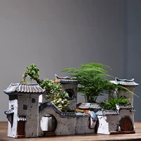 Wenzhu Zen House Trang trí nội thất Trang trí Cây cảnh Cây cọc nhỏ Cũ Hoa lọ gốm Bút hoa khô Bình hoa - Vase / Bồn hoa & Kệ chậu cây cảnh bằng gốm sứ