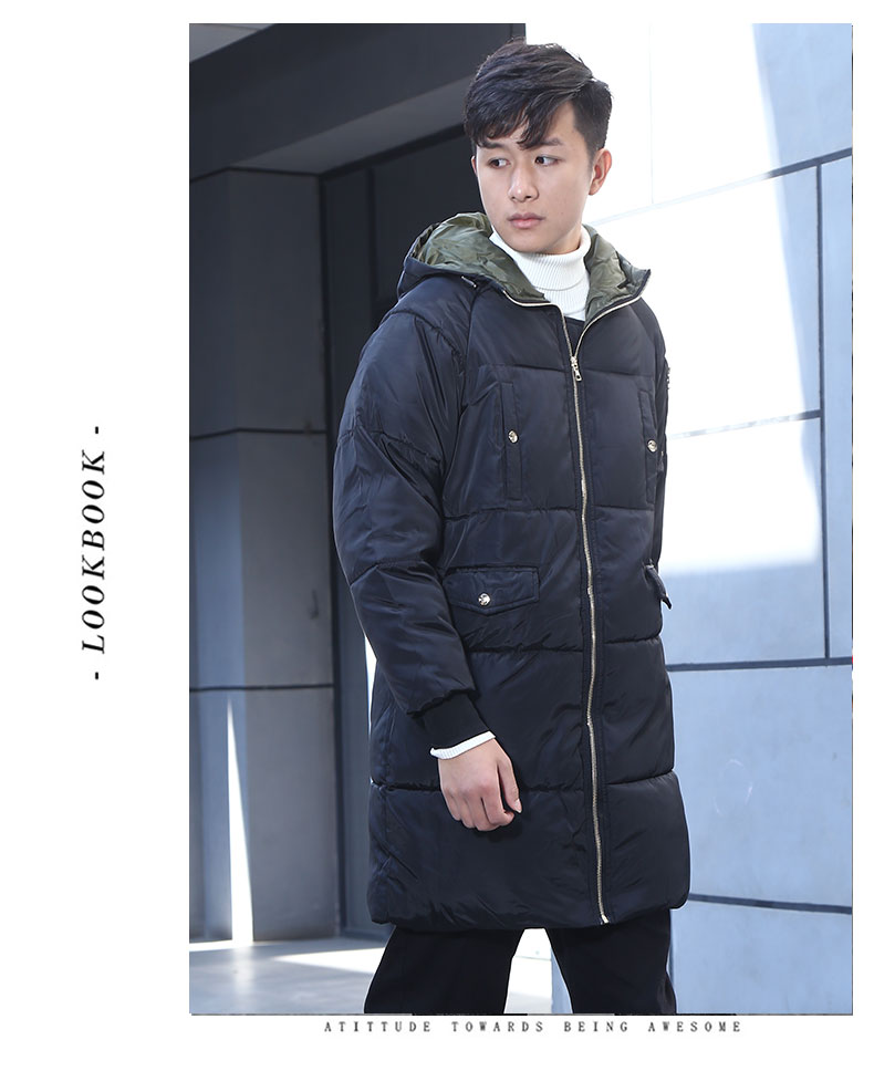 Yibanglun 2018 mùa đông thủy triều dày cotton phù hợp với người yêu thích nam và nữ trong phần dài của áo khoác ấm áp Hàn Quốc quần áo đôi