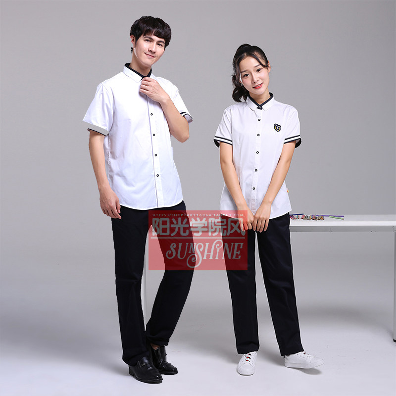 Nanning students' new hope school uniform middle school junior high school summer white short-sleeved shirt uniform class uniform uniform version