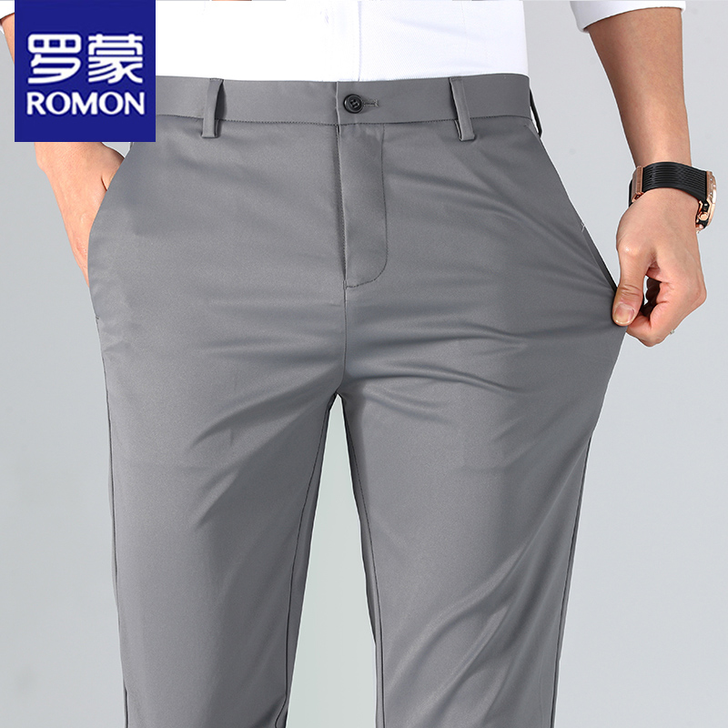 Romon Romont Casual Pants Men's Body Straight Drum Summer Slim Fit 2022 New Business Casual Free Ironing West Pants Men