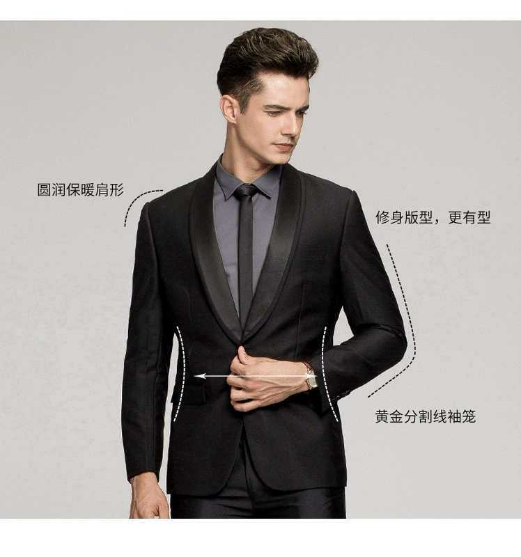 Romon / Romon nam suit 2018 chuyên nghiệp thời trang phù hợp với kinh doanh chú rể màu đen váy cưới nam - Suit phù hợp