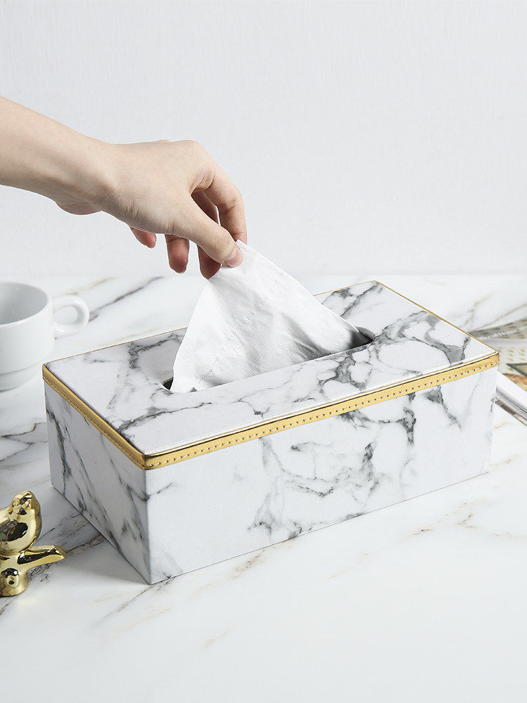 Nordic simple natural marble tissue box toilet paper box household napkin box high-end hotel special light luxury