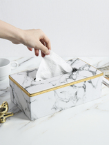Nordic minimalist natural marble tissue box suction paper box Home Napkin Box Upscale Hotel Exclusive Light Lavish