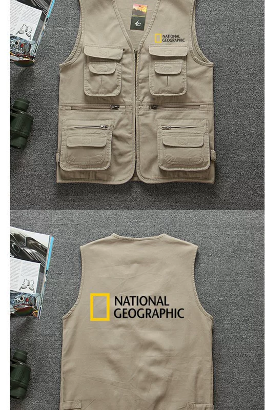 Quốc gia Địa lý Nhiếp ảnh áo vest Hiệp hội Nhiếp ảnh gia Trung Quốc Áo vest mùa hè cotton nhiều túi nam vest đa vai khoác vest nam