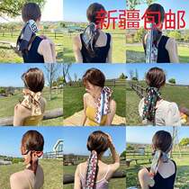 Xinjiang hair band with female tied hair with head rope method vintage retro silk scarlet female small strip silk with decoration