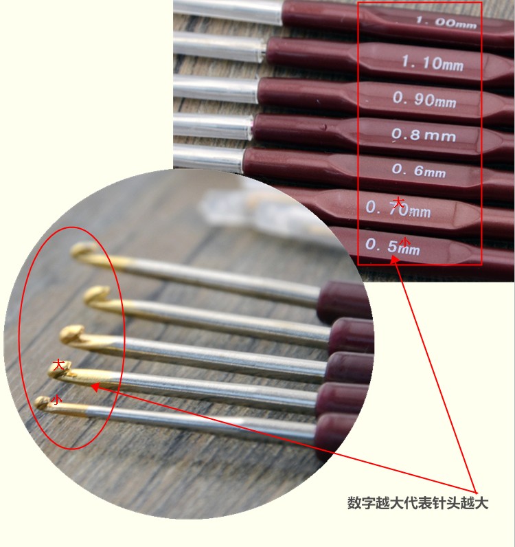 Móc bút crochet ren mỏng dòng mũ crochet thêm móc nhỏ khăn trải bàn coaster len công cụ đan - Công cụ & vật liệu may DIY thước đo may quần áo