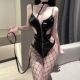 New style black jumpsuit patent leather tight