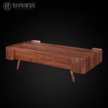 Shishang Yaxuan North American Black Walnut coffee table Living Room large household full solid wood rectangular simple storage coffee table