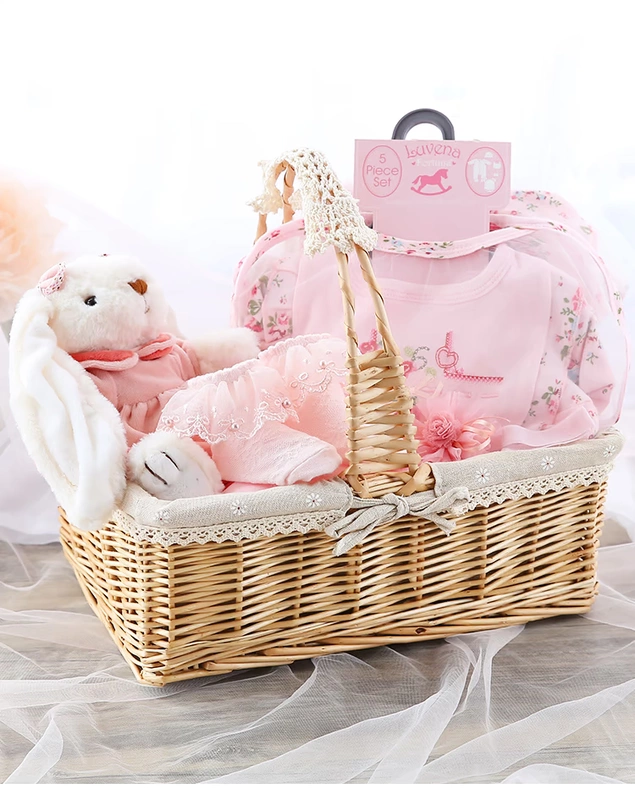 Hộp quà cho bé sơ sinh váy cotton bé gái trăng tròn trăm ngày tuổi quà tặng quà tặng ngày lễ - Bộ quà tặng em bé