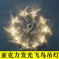 Wedding props ten acrylic transparent bird chandelier wedding stage ceiling decoration arrangement glowing birds