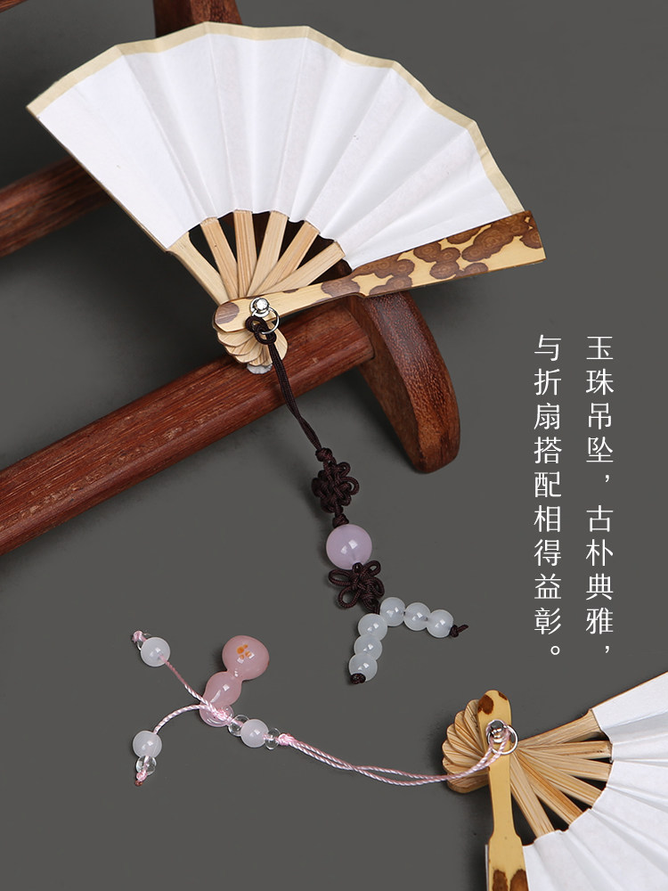 Mini Palm Fan 2.5inch Chinese Style Keychain Decorative Fan Pendant Plum Blossom Bamboo Pocket Fan 8cm Fan