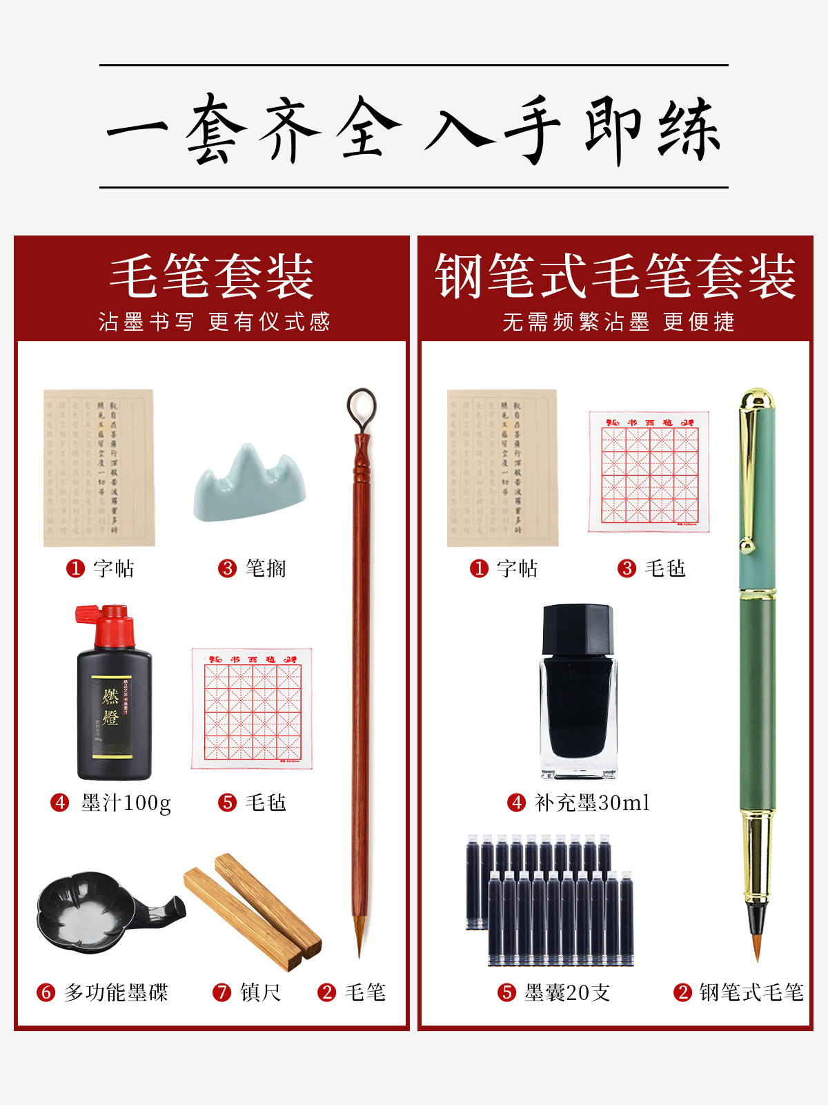 Calligraphy Practice Book for Beginners: Chinese Calligraphy with Regular Script, Including Thousand Character Classic, Preface to the Lanting Pavilion, Preface to the Pavilion of the Princes, Special for Beginners to Learn Calligraphy with Regular Script, Brush Writing for Adults, Soft Brush, Meditation Calligraphy Set