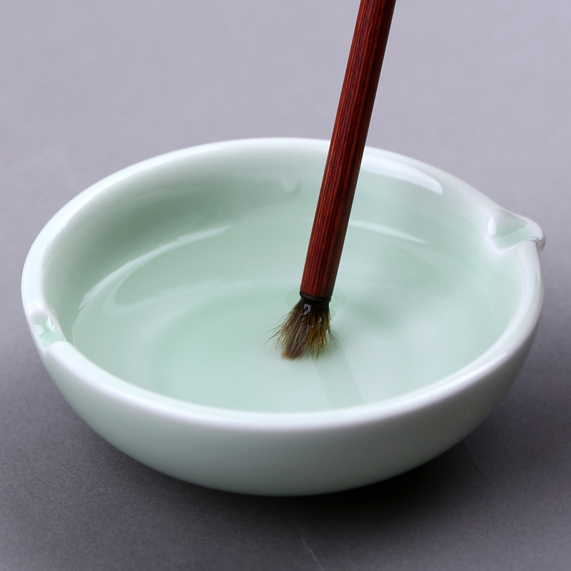 Multifunctional Celadon Pen Washer, Ceramic Small Inkstone, Student Study Supplies, Calligraphy Supplies, Pen Rest, Ink Container, Pen Washer