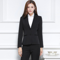 Spring and autumn professional wear womens suit black suit suit suit suit suit suit woman College student interview work dress