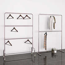 Stainless steel clothing store display rack floor-standing double-layer upper and lower adjustable wheeled clothes rack childrens and womens clothing rack