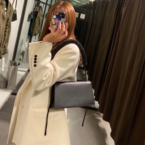 Небольшая дизайнерская плетеная сумка на одно плечо, черная сумка через плечо