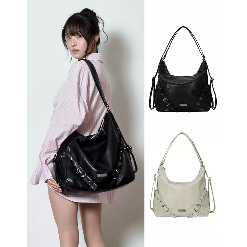 Korean Trendy Brand Niche Large-Capacity Sweet and Cool Handbag Motorcycle Backpack with Stylish Texture Versatile Single-Shoulder Dual-Use Bag