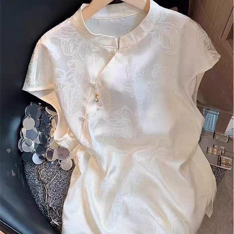 New Chinese-Style Jacquard Pattern Versatile Sleeveless Shirt for Women, 2026 Summer New Gentle and Elegant National Style Vest Top