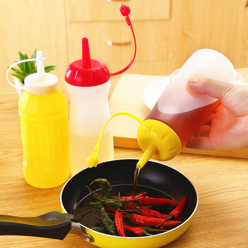 Japanese-style transparent plastic seasoning sauce sauce bottle oil pot seasoning bottle squeeze bottle with lid