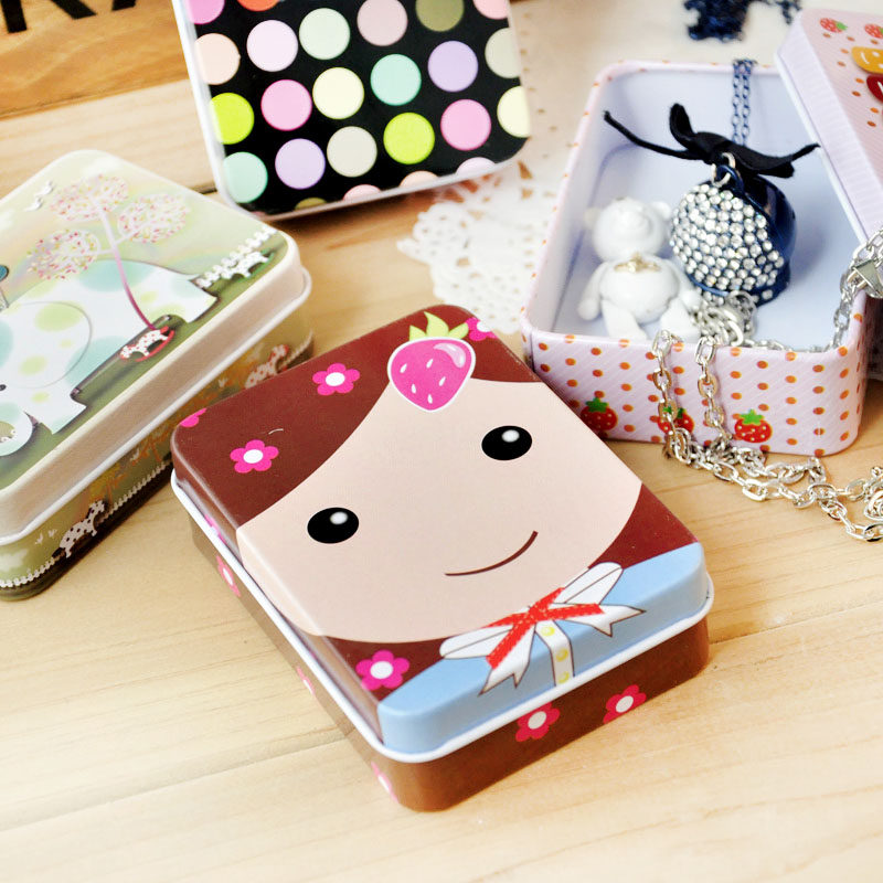 (Checked)Tea Candy Tin Tin Tin Tin Tin Mini Storage Box Storage Box Jewelry Box Spotato