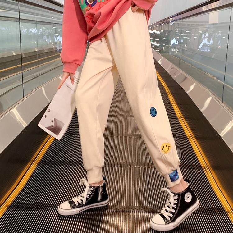 Girls' pants spring and autumn children's spring clothes in the big children's sports pants baby spring loose casual thick cotton pants 2022 new