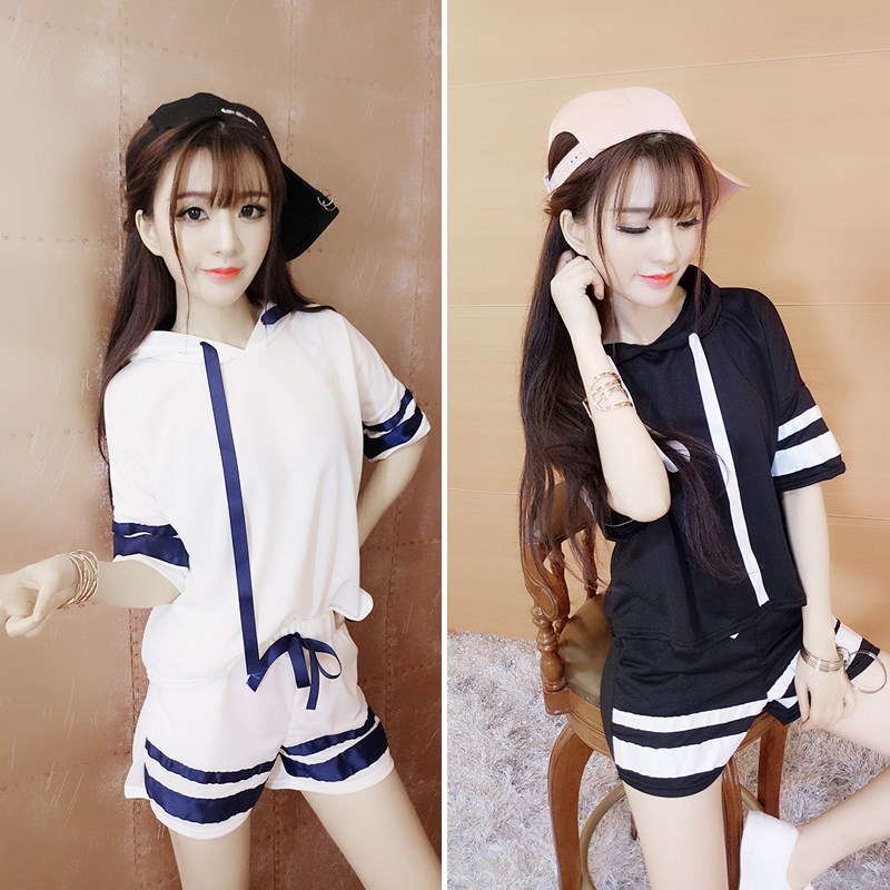 2018夏新款夜店女装休闲连帽中袖上衣性感修身时髦短裤两件套装潮|msdalam kategori Butik wanita / wanita, menetapkan/pakaian seragam pelajar/seragam kerja, saman sukan Leisure - dari Buy2taobao.com untuk memberikan perkhidmatan ejen Taobao profesional membeli