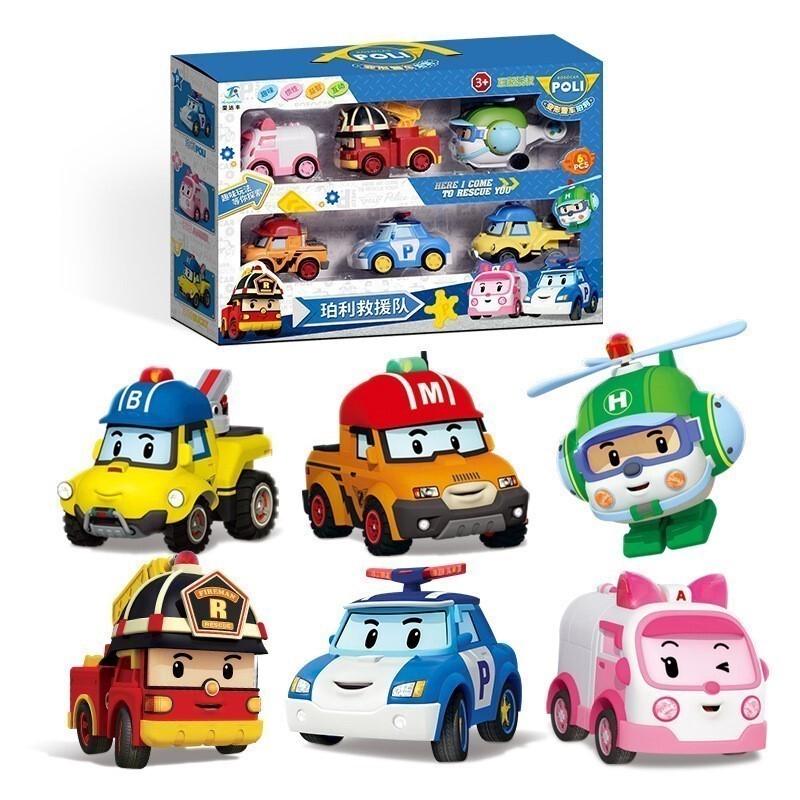 Toy Set Transforms into Perli Manual Transforming Baby Bus, Wonder Rescue Team, Bus Station, Crazy Monster