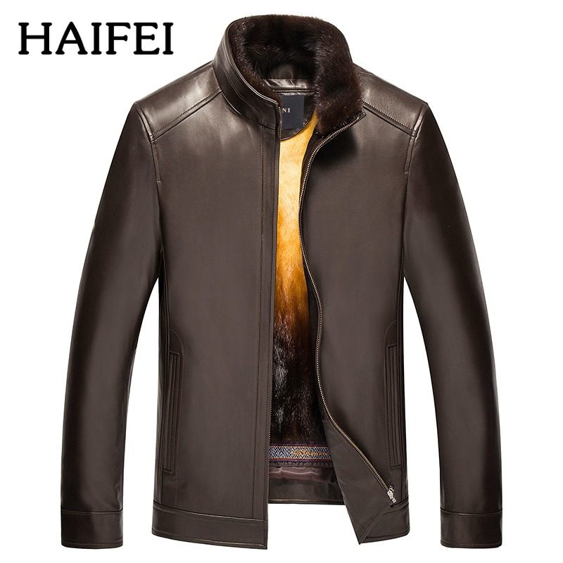 Fur one-body fur coat Haining fur leather sheep jacket sable coat male plus velvet thicker coat