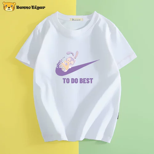 Детская хлопковая футболка, летняя летняя одежда, коллекция 2023, в западном стиле, свободный крой, подходит для подростков