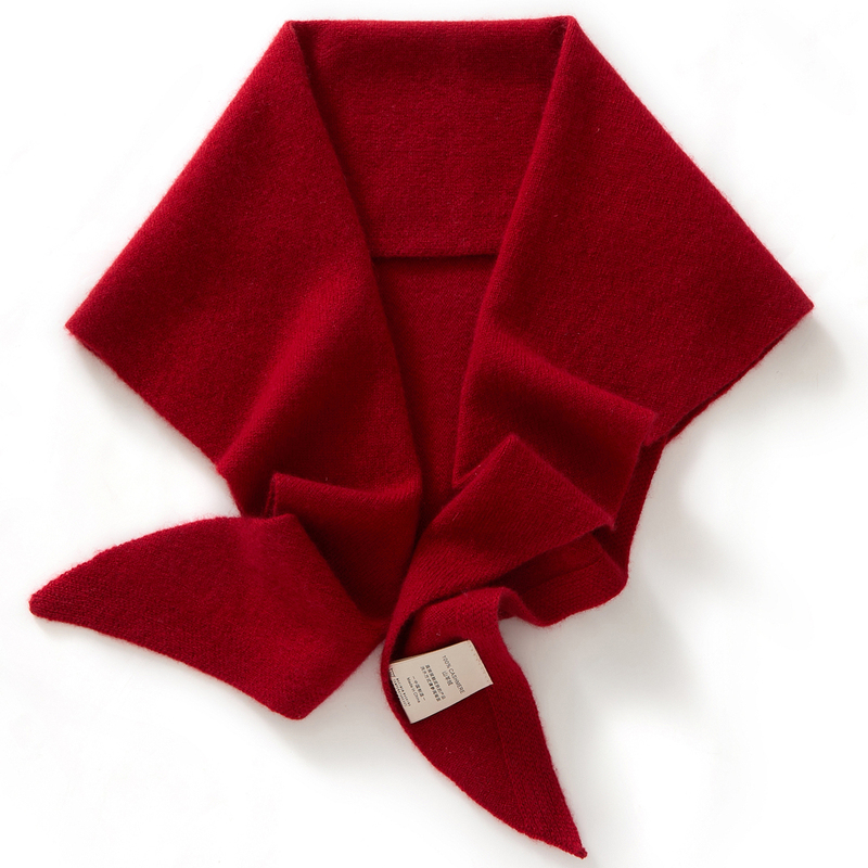Red 100% Pure Cashmere Scarf, New Autumn and Winter Style, Warm Triangular Scarf, Knitted Neck Warmer, Neck Scarf Accessory