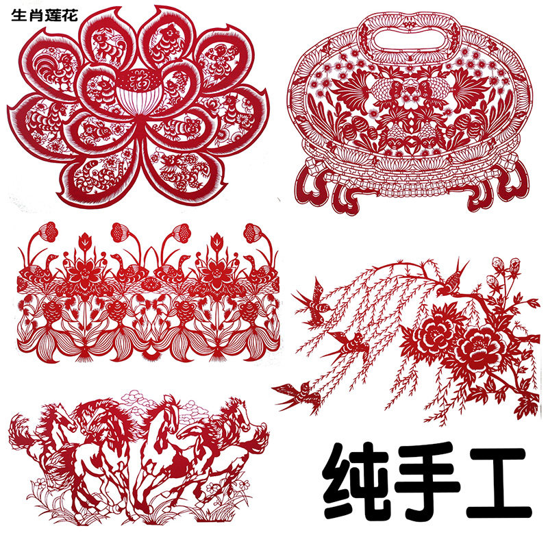 Magpie Dengmei Horse to success Pure handmade paper-cut finished product Chinese style decoration New Year Paper carving openwork window grille sticker